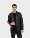 MENCIA BLAZER EN CUIR POUR HOMME | NOIR